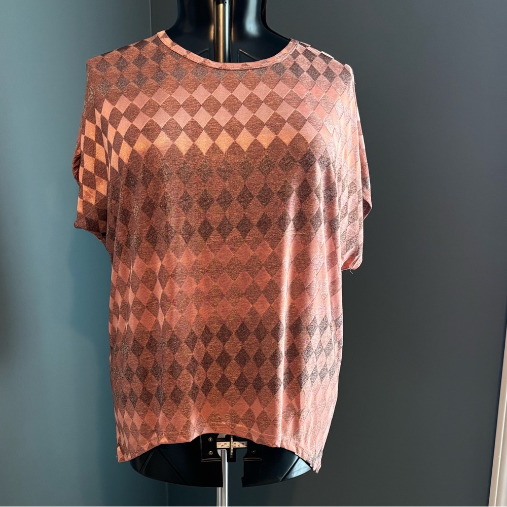 Rust and Copper Diamond Pattern Women's Top